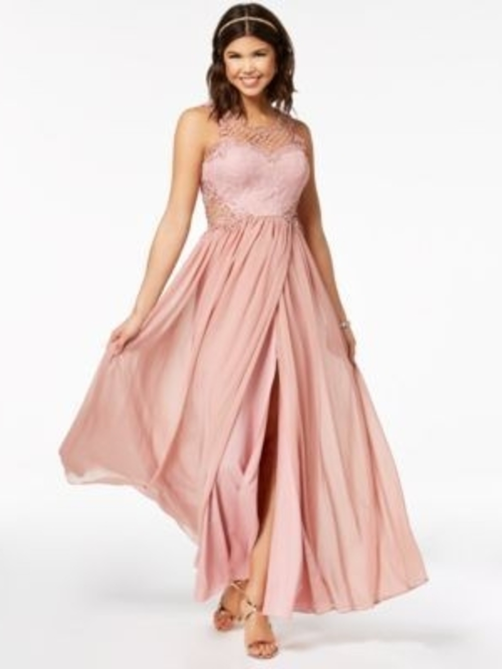 City Studio Juniors Embellished Illusion Tulip Gown